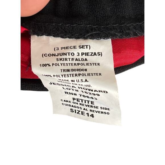 Vintage Jessica Howard Black Red Lace Pencil Midi Skirt Women's Size Petite 14 - Picture 4 of 4